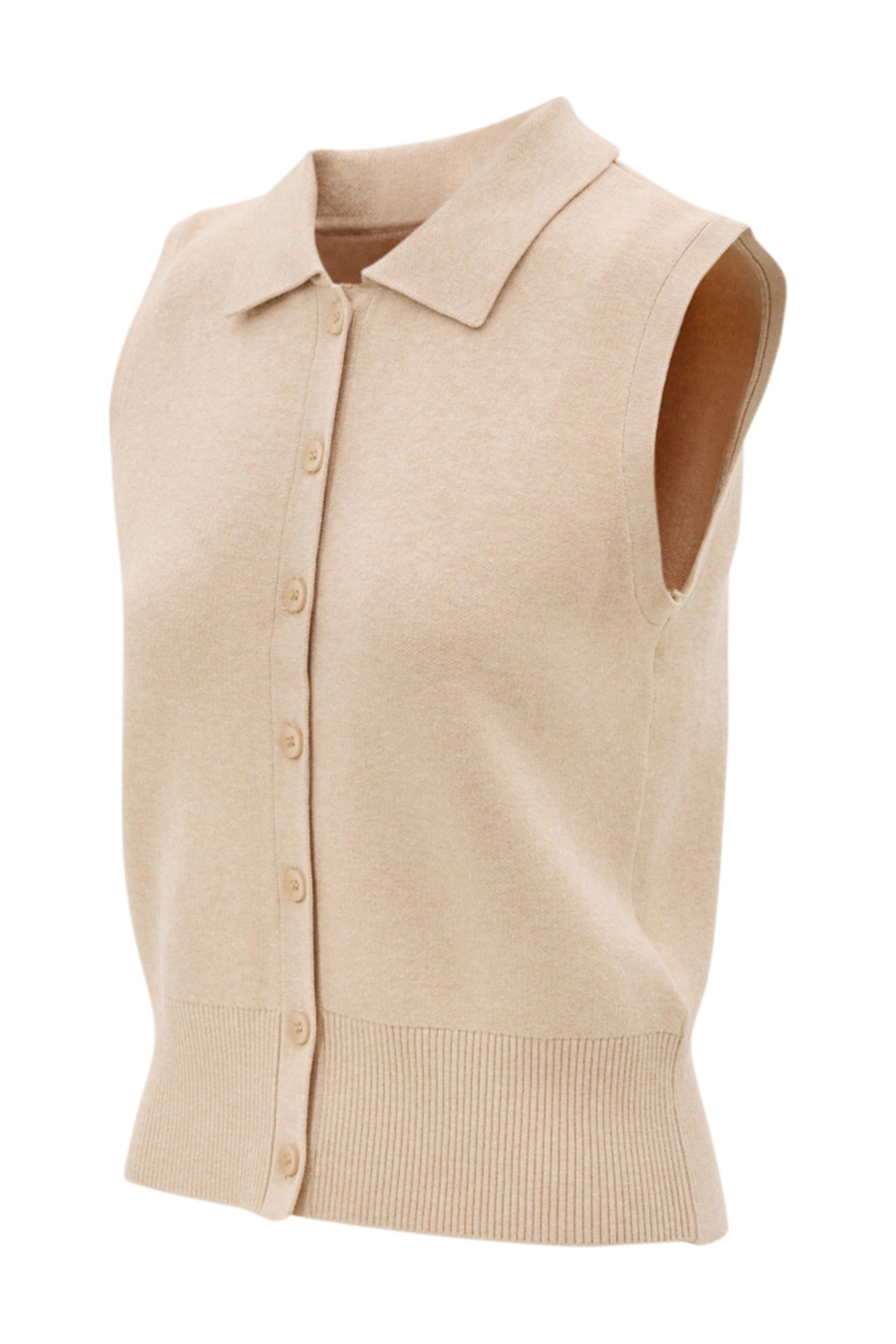 Olly Sleeveless Cardigan - Beige Melange