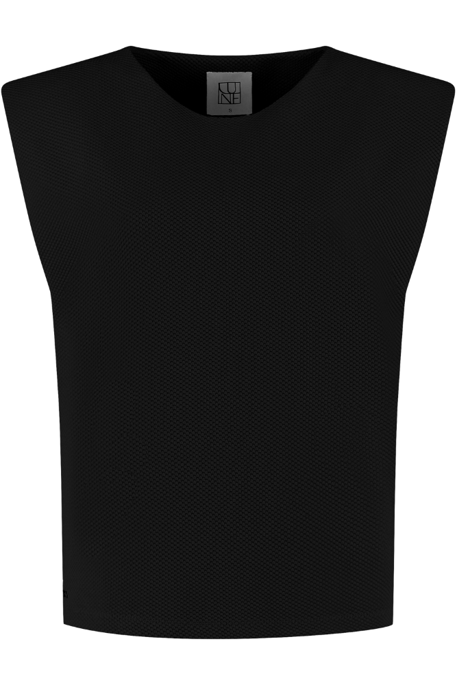 Moon Padded Shoulder Top - Black