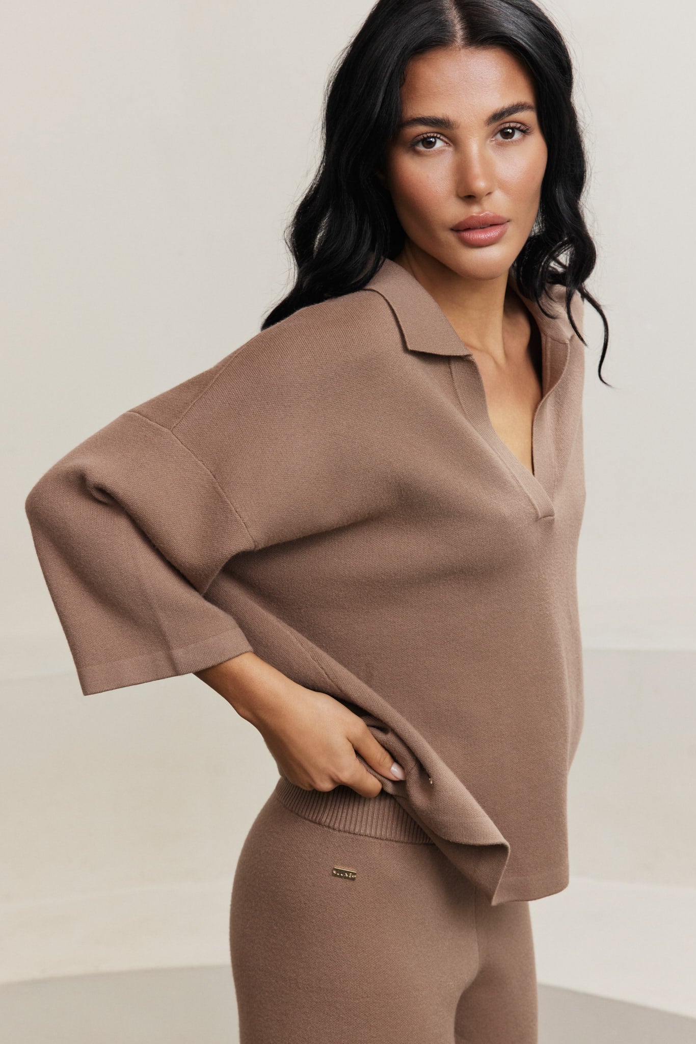 Olly V Neck Top - Light Toffee
