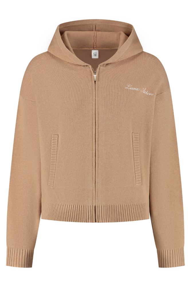 Olly Zip Up Cardigan - Camel