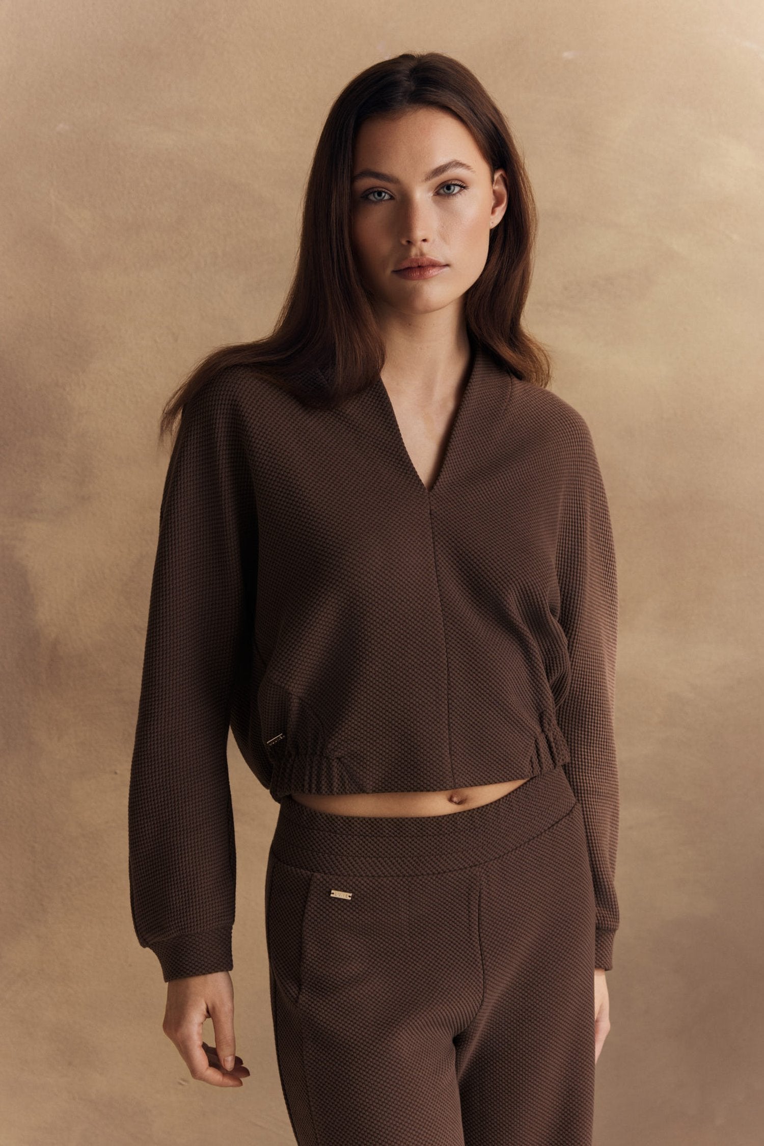 Moon V-Neck Blouse - Light Espresso