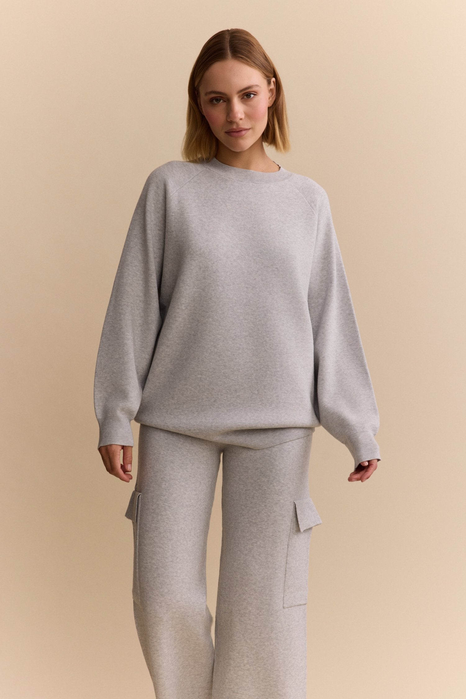 Olly Oversized Sweater - Grey Melange