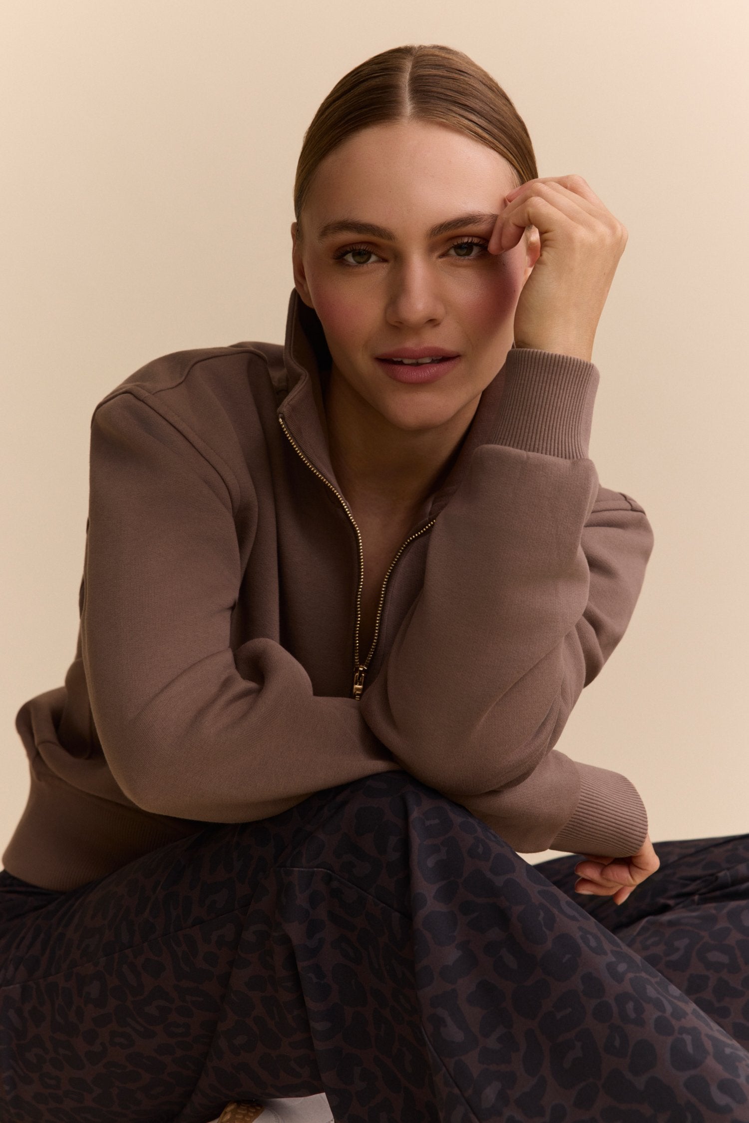 Zane Half Zip Sweater - Walnut