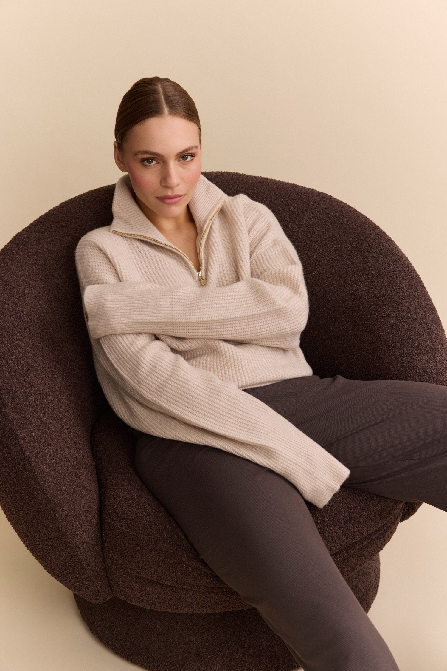 Carly Half Zip - Oatmeal