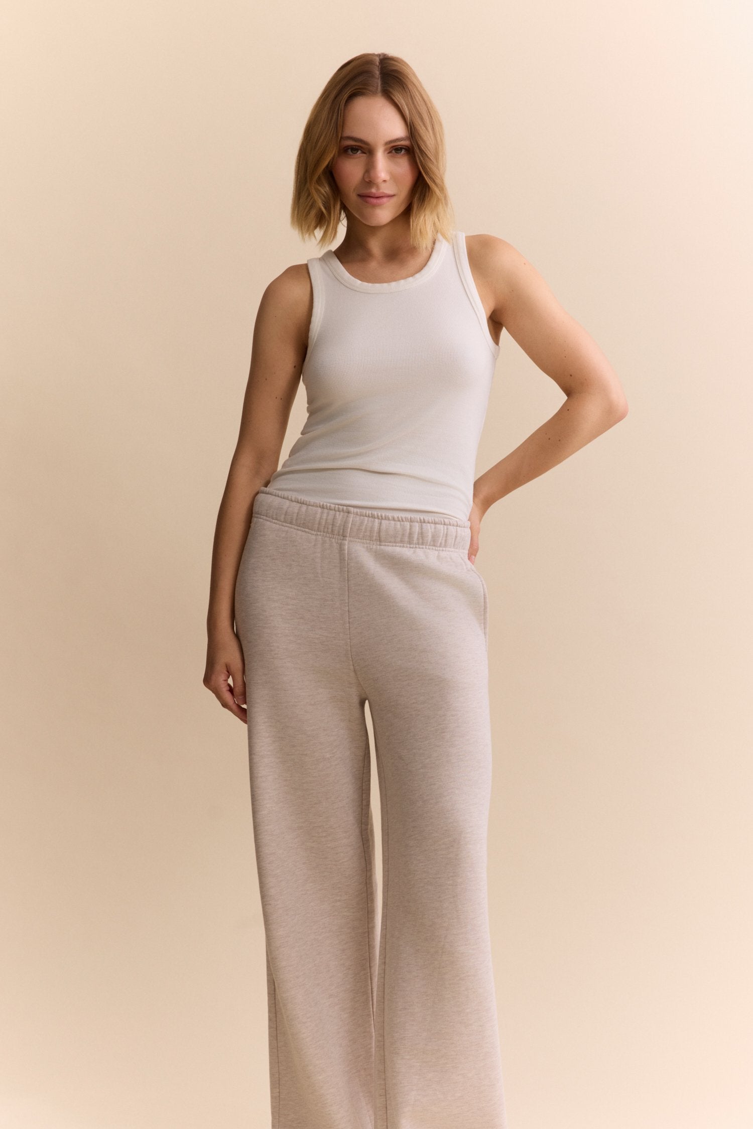 Zane Wide Leg Pants - Oatmeal
