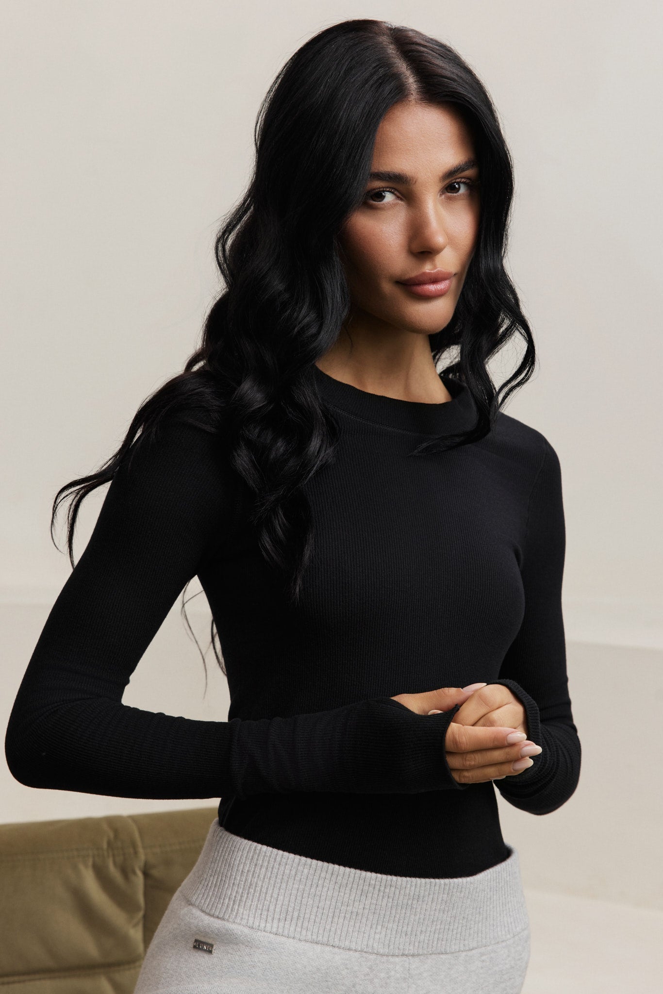 Maia MicroModal Soft Rib Long Sleeve - Black