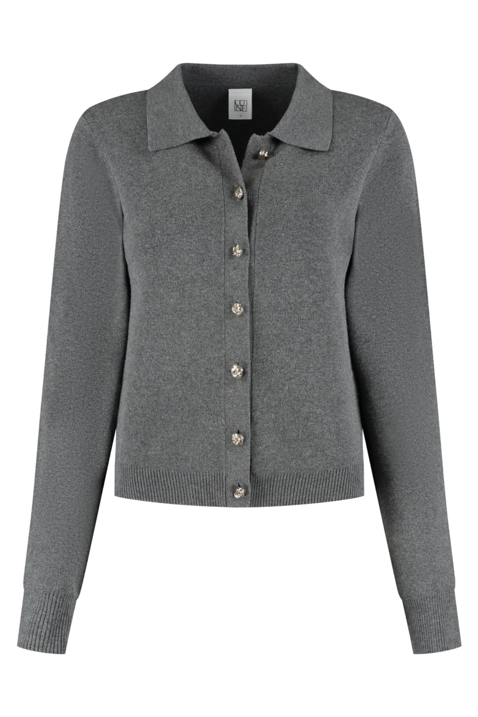 Olly Button Up Cardi - Dark Grey