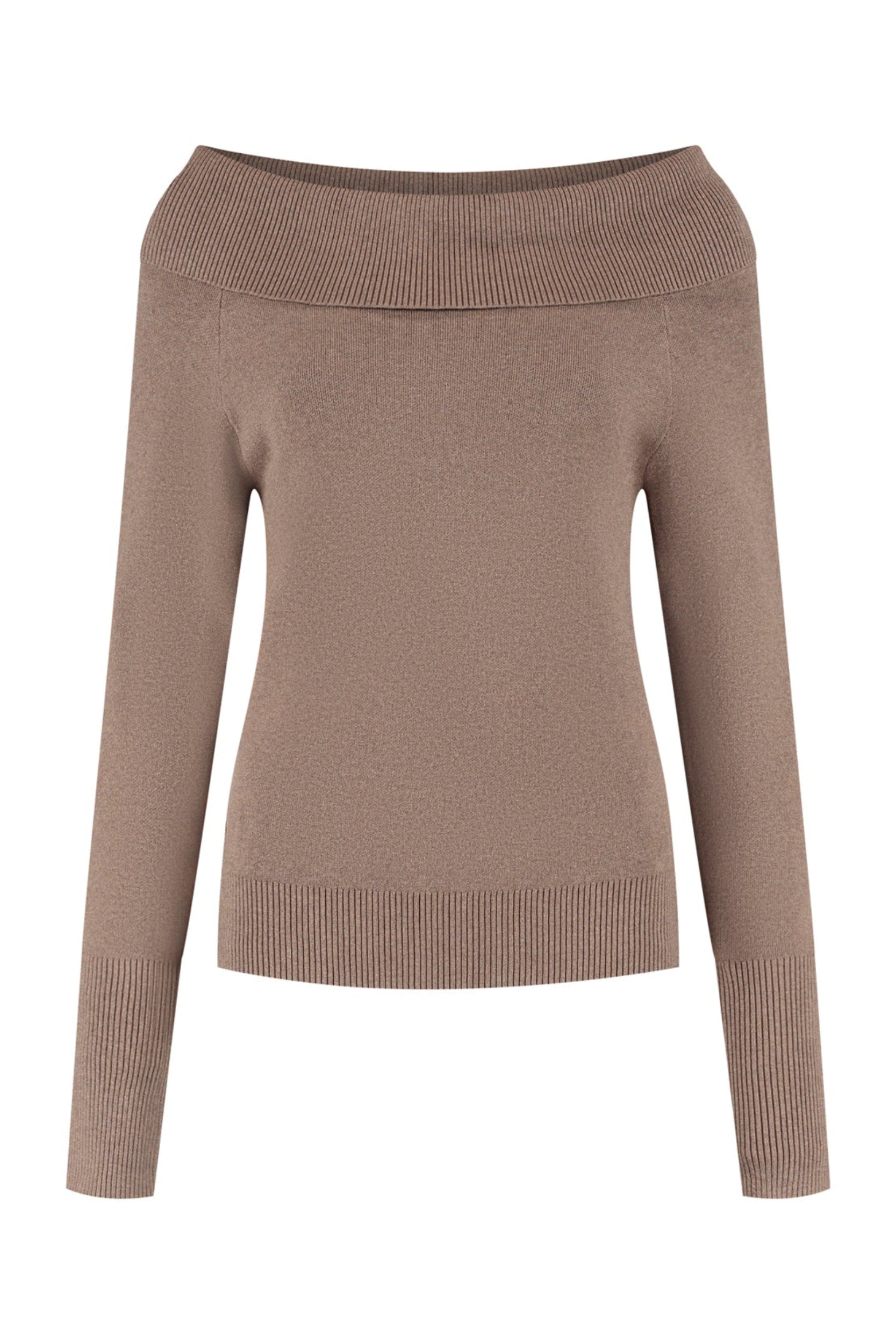 Olly Off-Shoulder Sweater - Brown