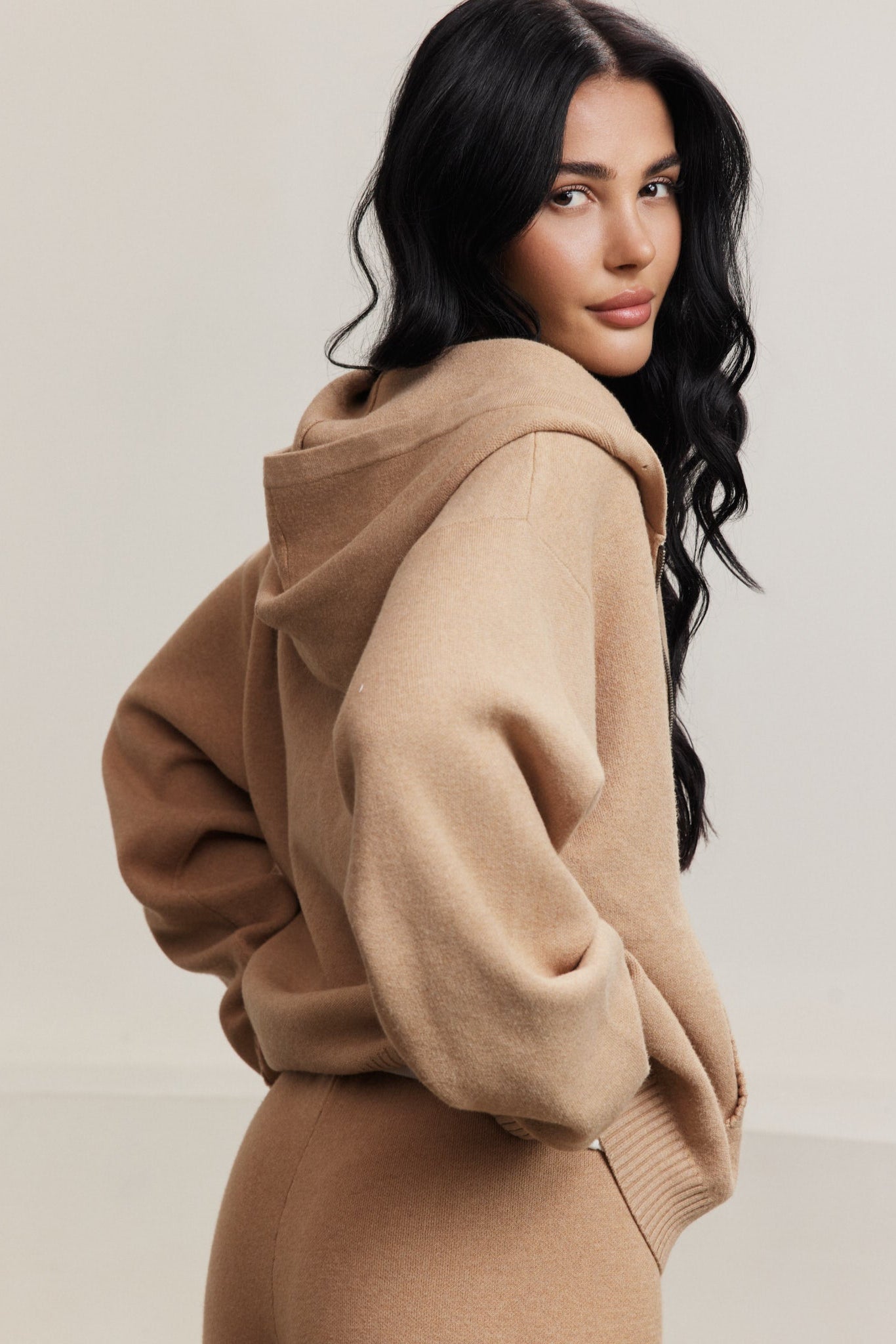 Olly Zip Up Cardigan - Camel