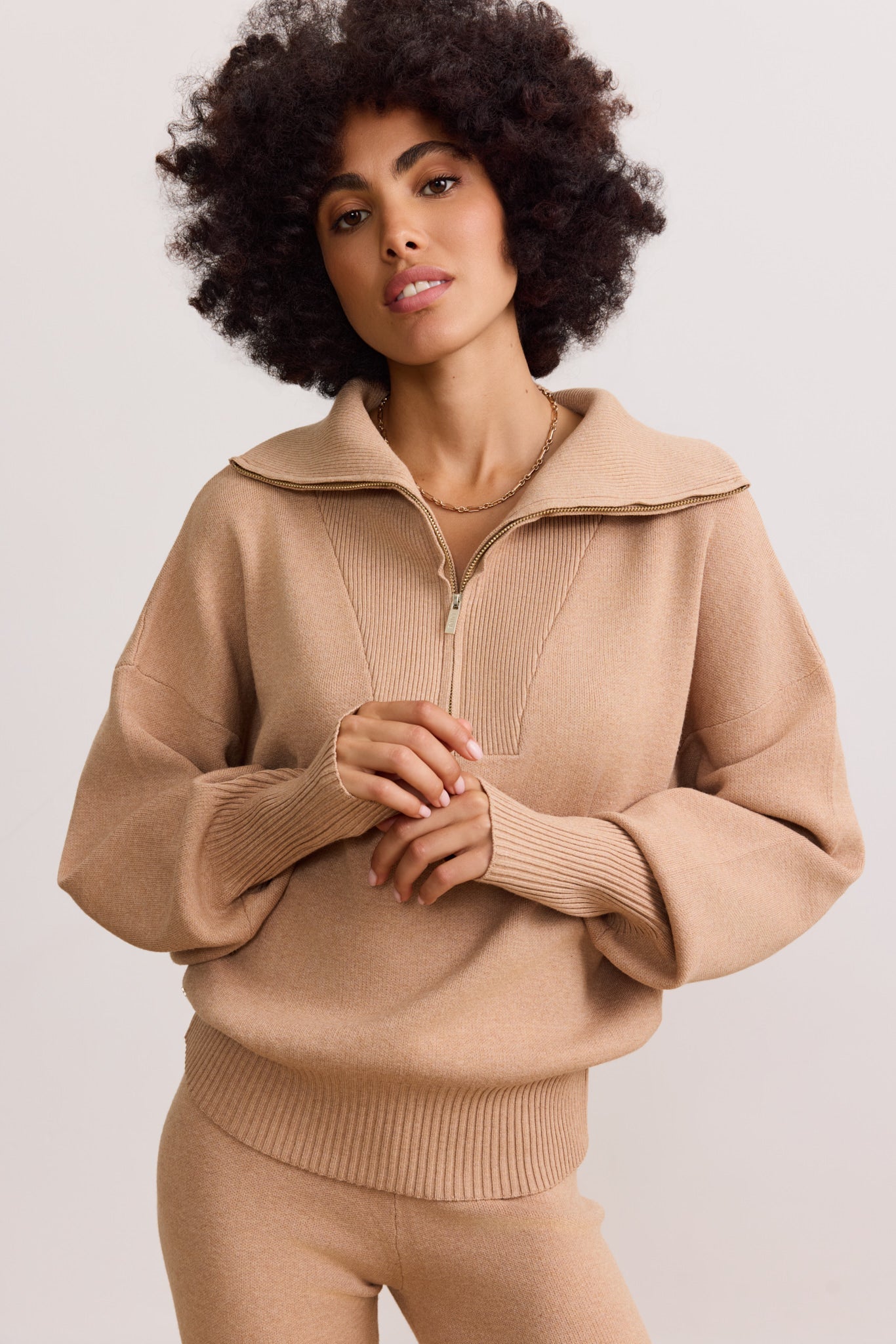 OLLY half zip sweater - Camel