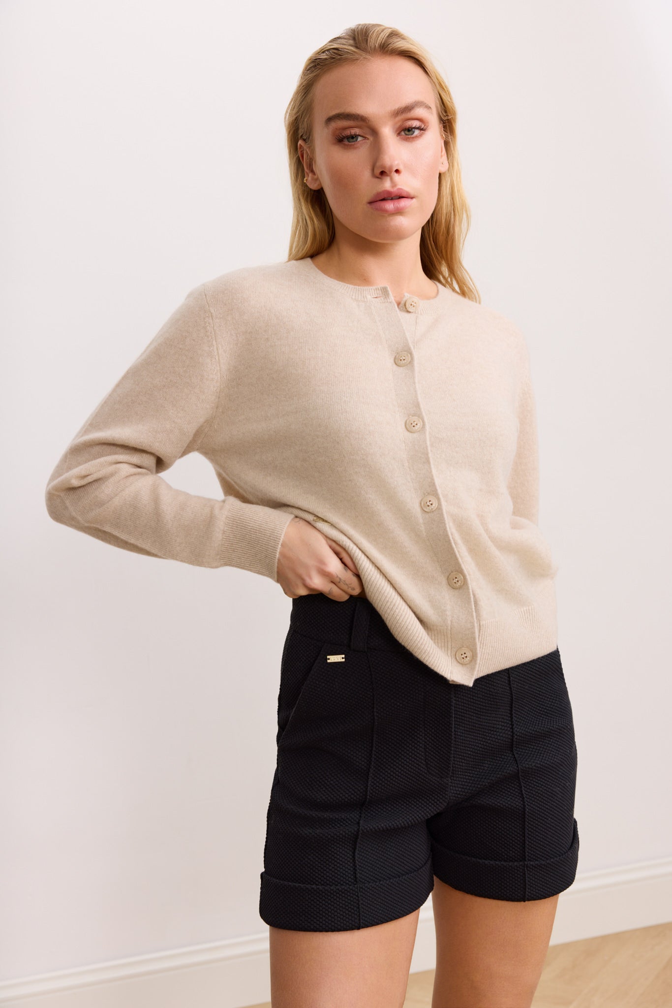 LANA cashmere cardigan - Beige Melange