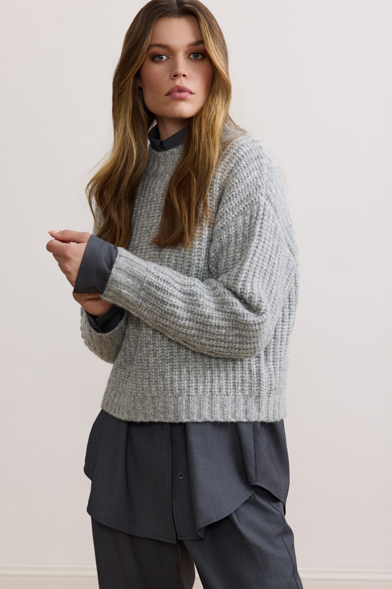 Izzy Drawstring Trousers - Grey Melange