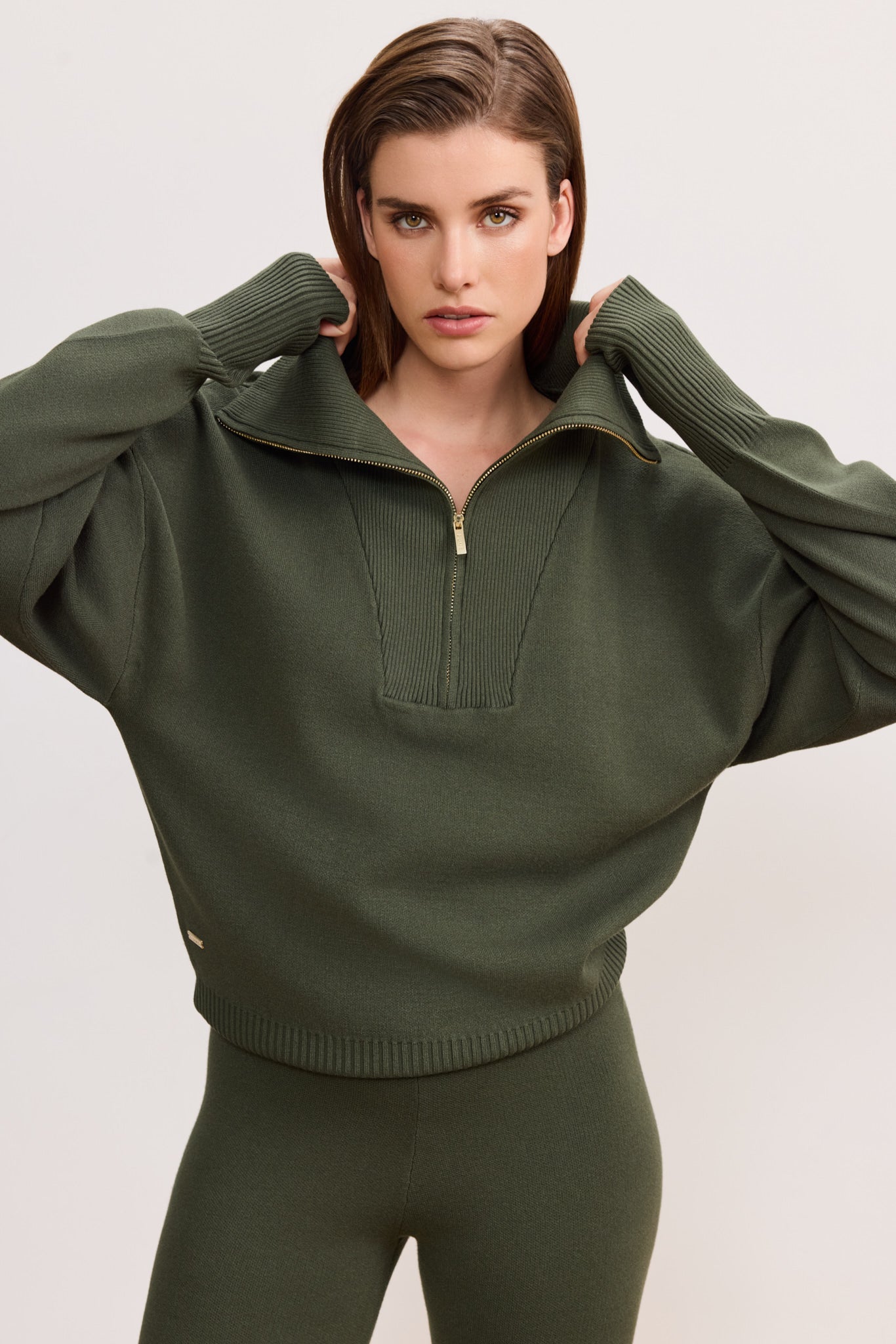 OLLY half zip sweater - Deep Moss