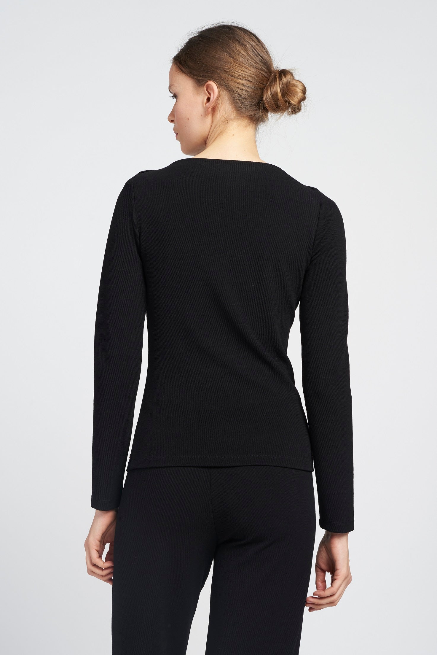 Forest soft structured boat-neck top - Black