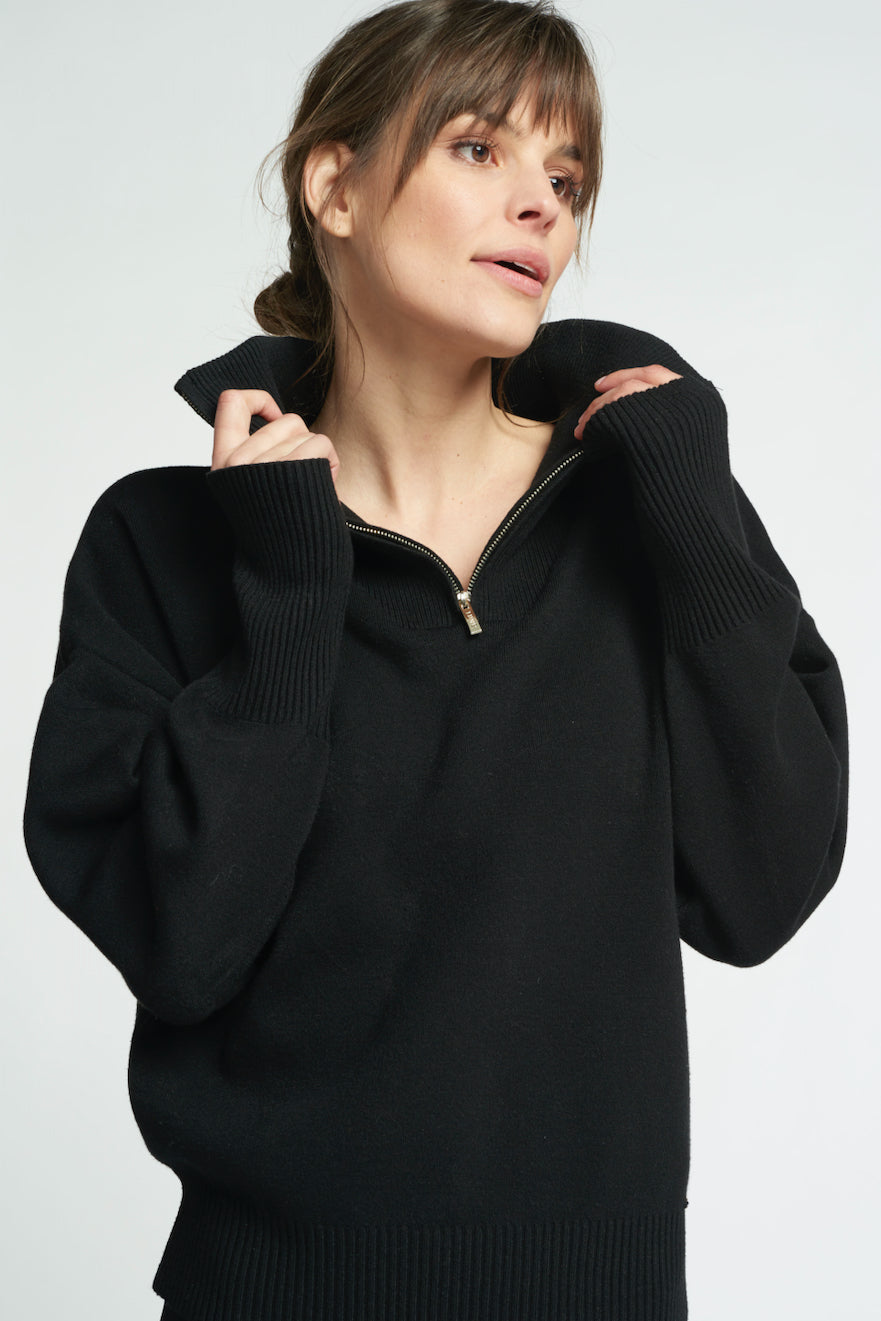 OLLY half-zip sweater - Black