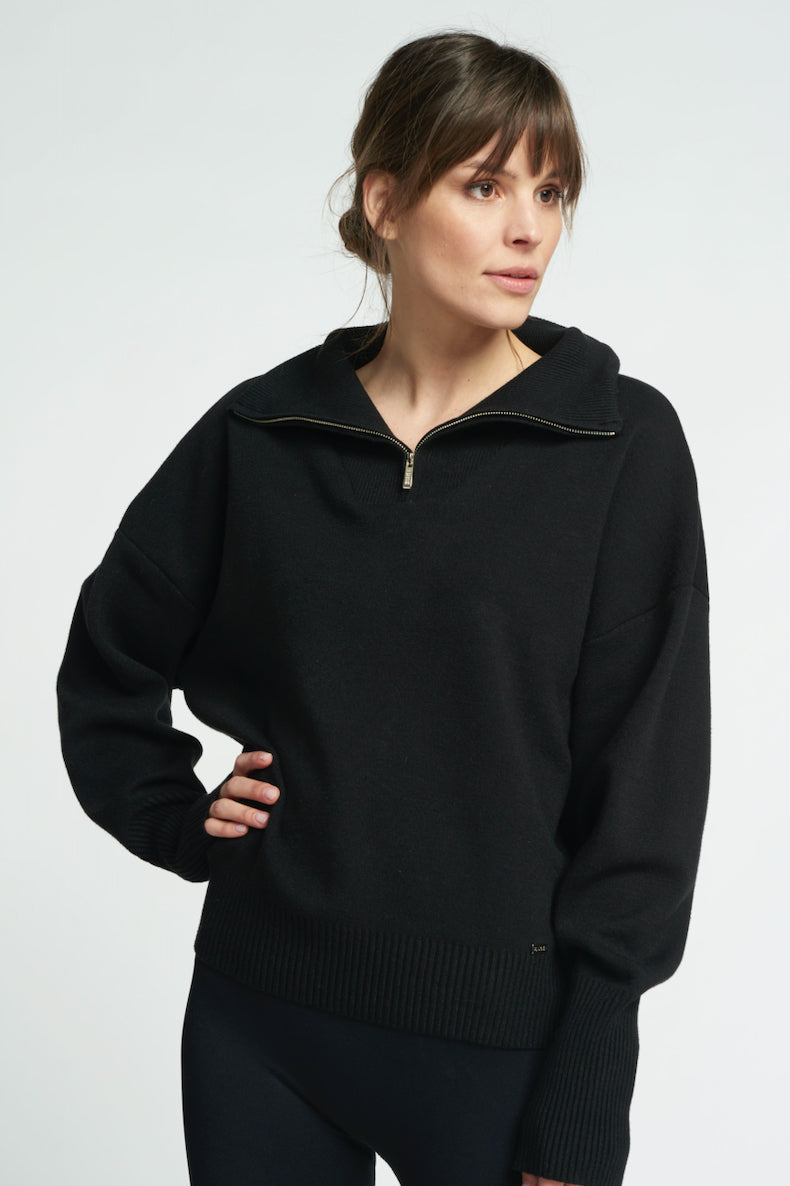 OLLY half-zip sweater - Black