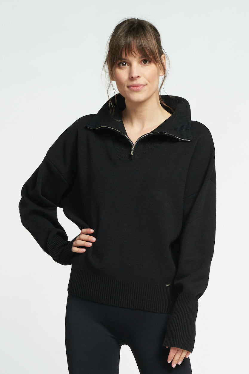 OLLY half-zip sweater - Black