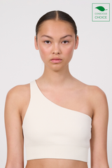 LUNA SCULPT one-shoulder rib bra - Marshmellow