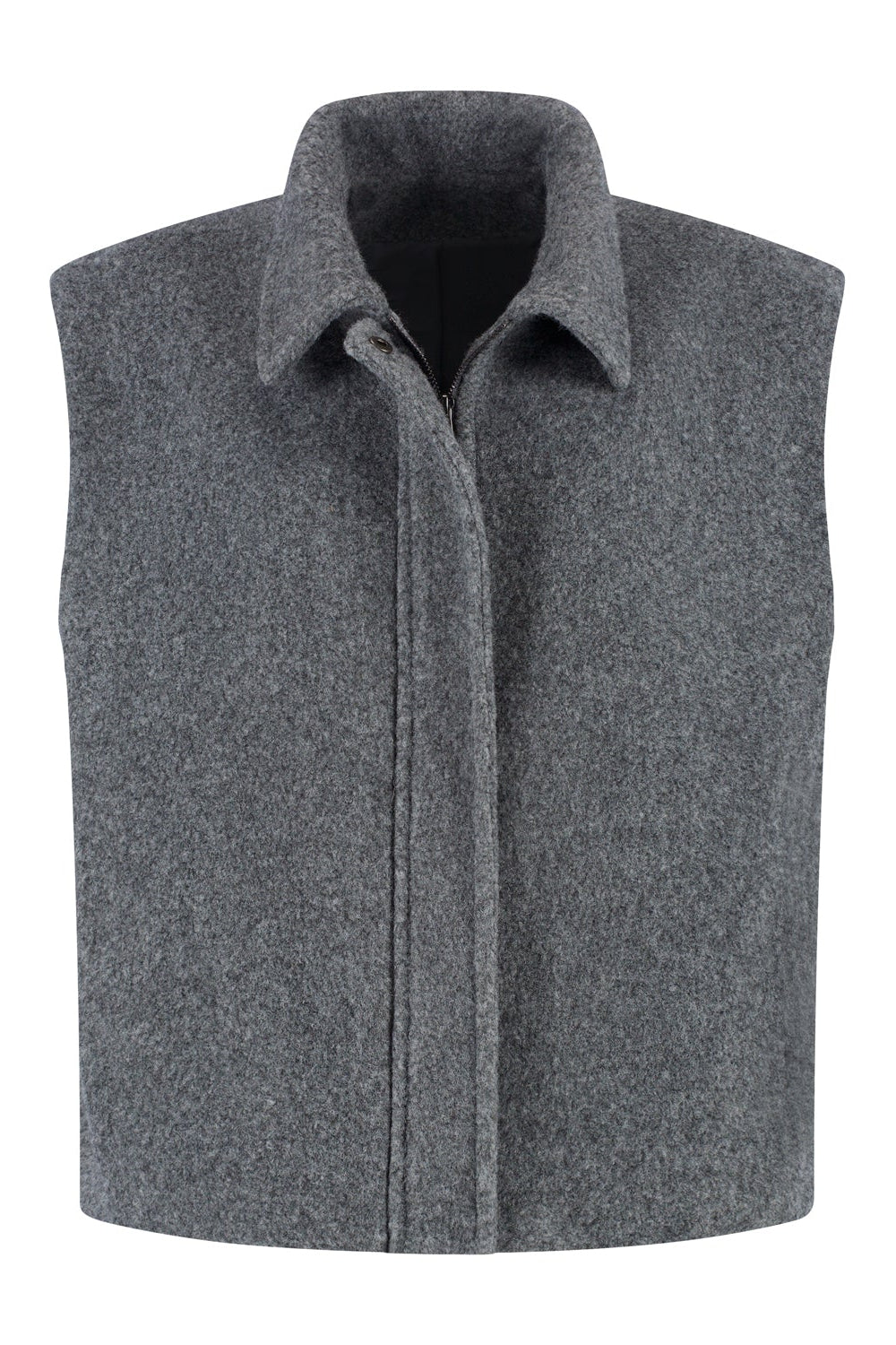 Jolie Wool Zip Up Vest - Dark Grey Melange