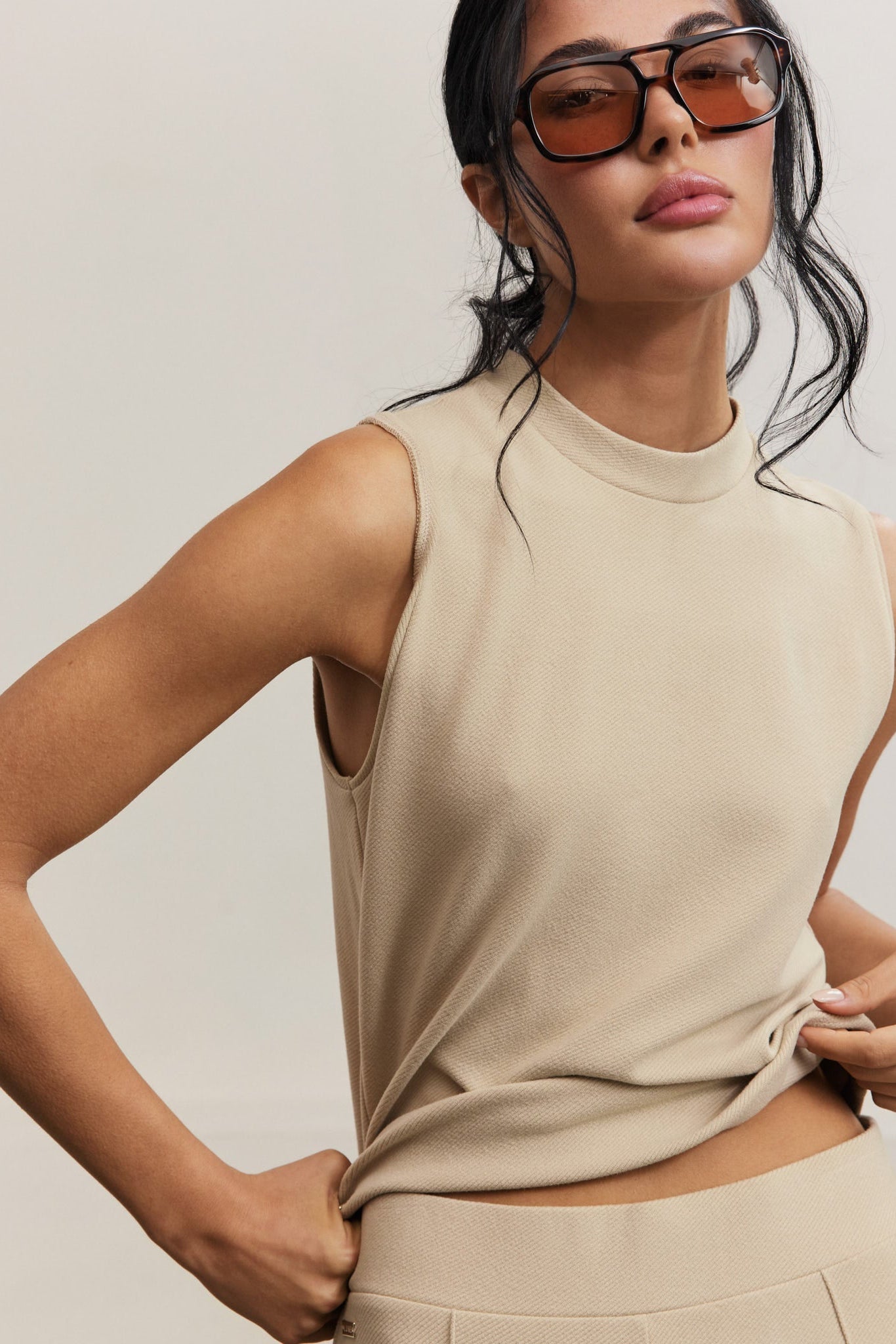 Forest Sleeveless Top - Champagne