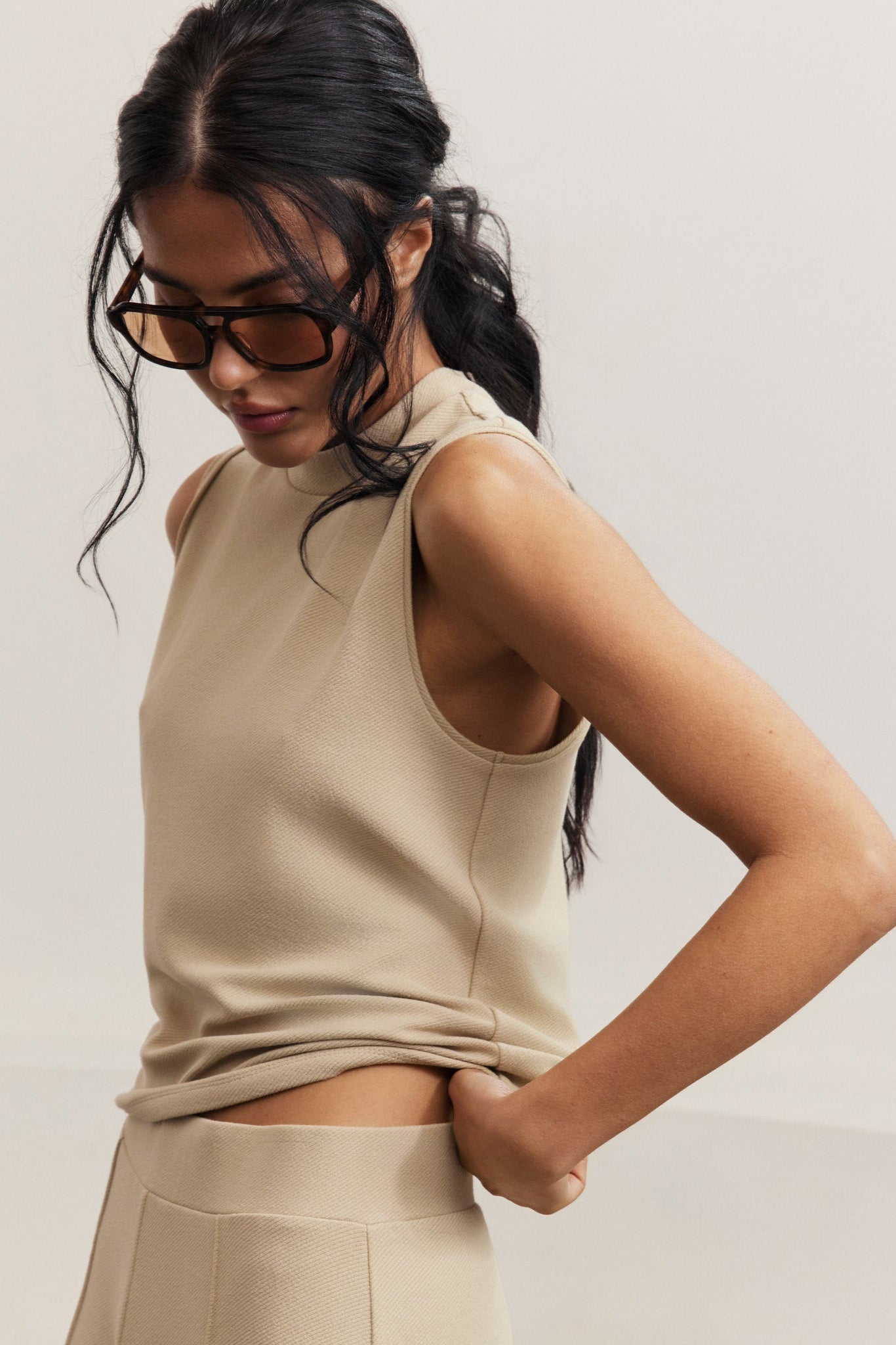 Forest Sleeveless Top - Champagne