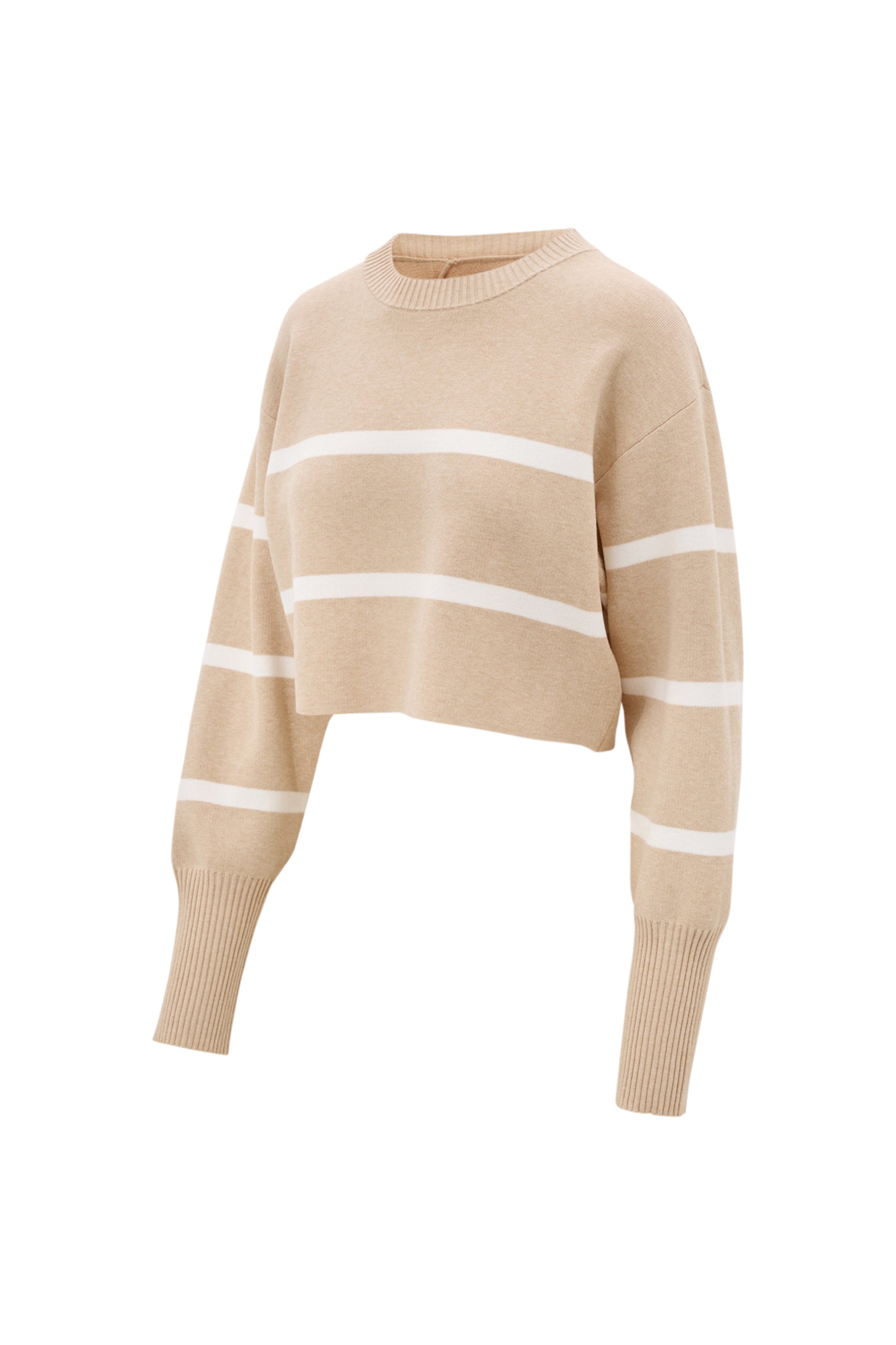 OLLY cropped striped sweater - Beige Melange / Marshmellow