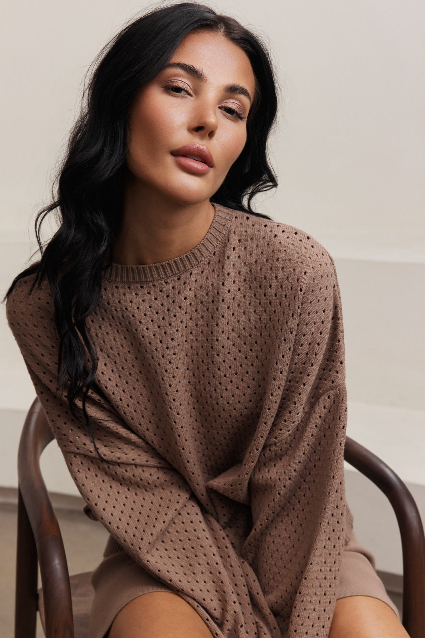 Olly Crochet Sweater - Light Toffee