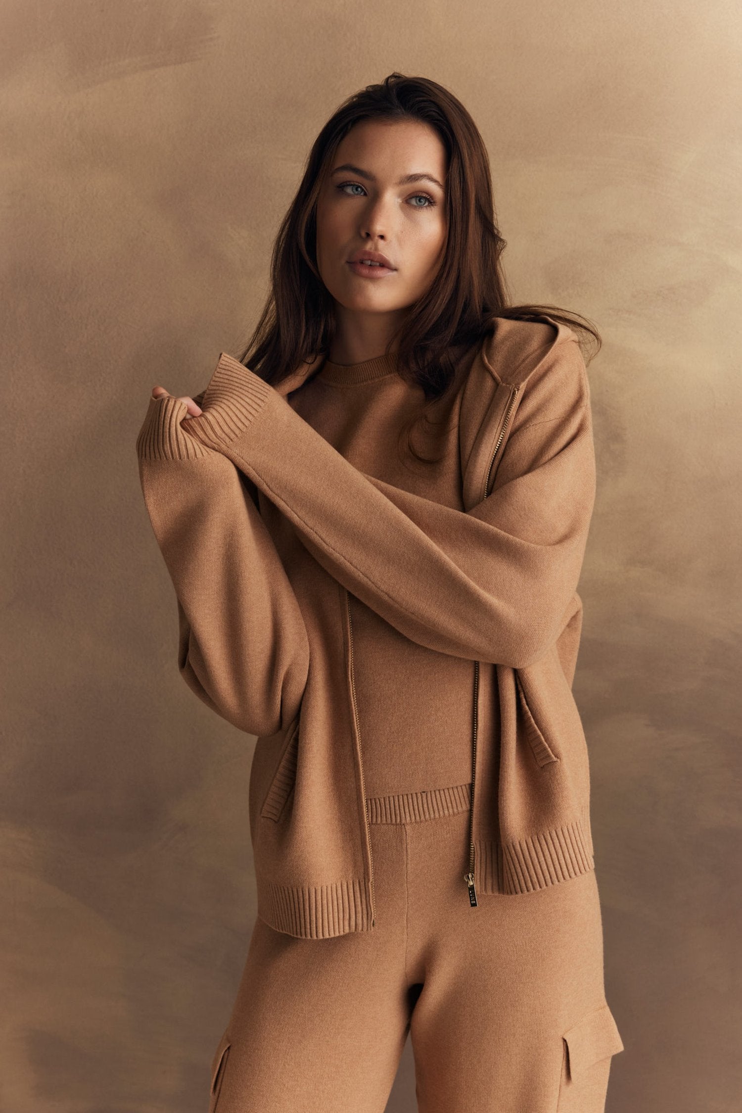 Olly Zip Up Hoodie - Camel