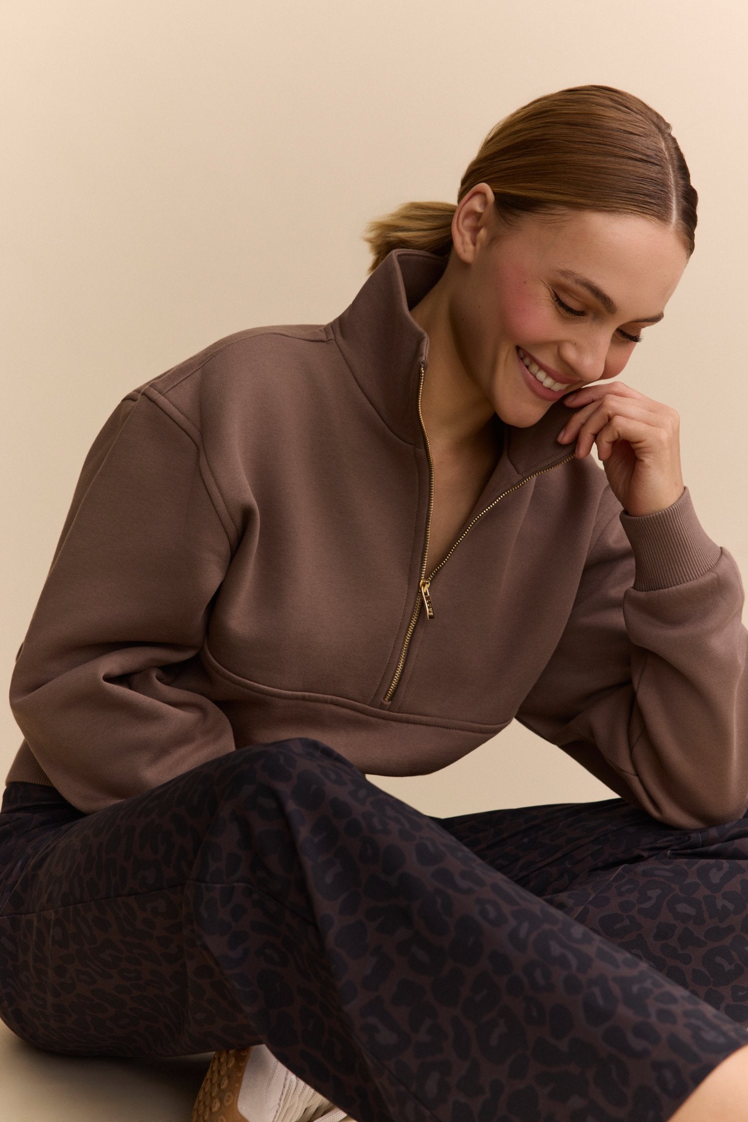 Zane Half Zip Sweater - Walnut
