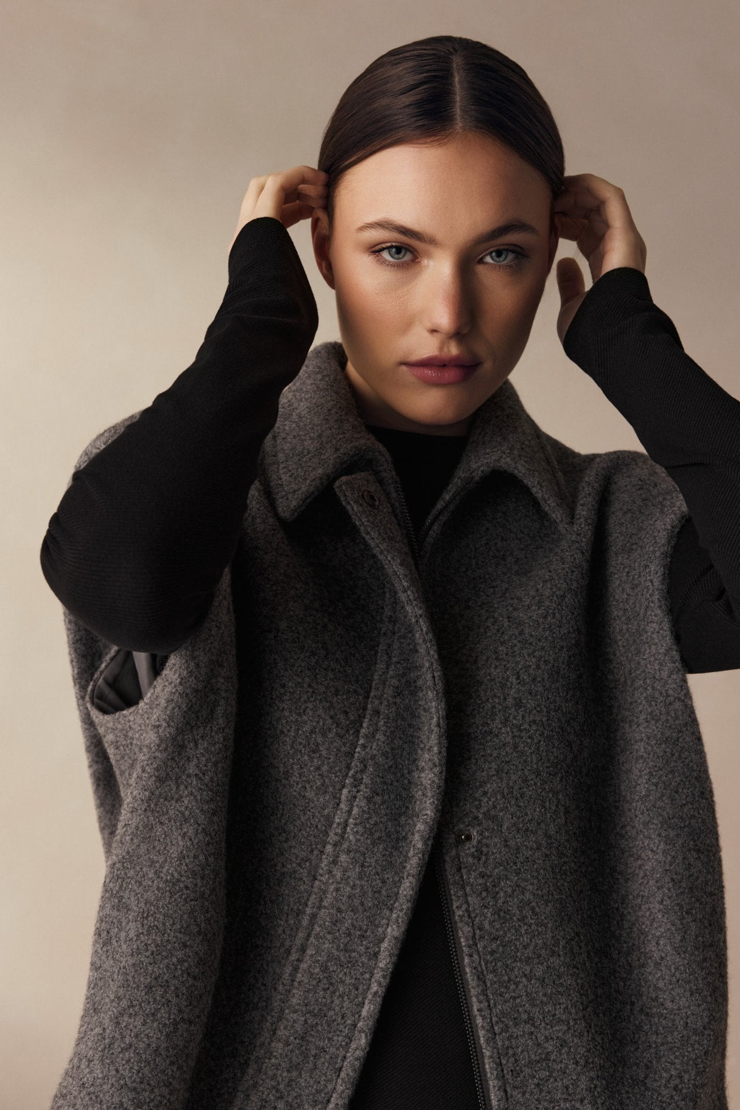 Jolie Wool Zip Up Vest - Dark Grey Melange