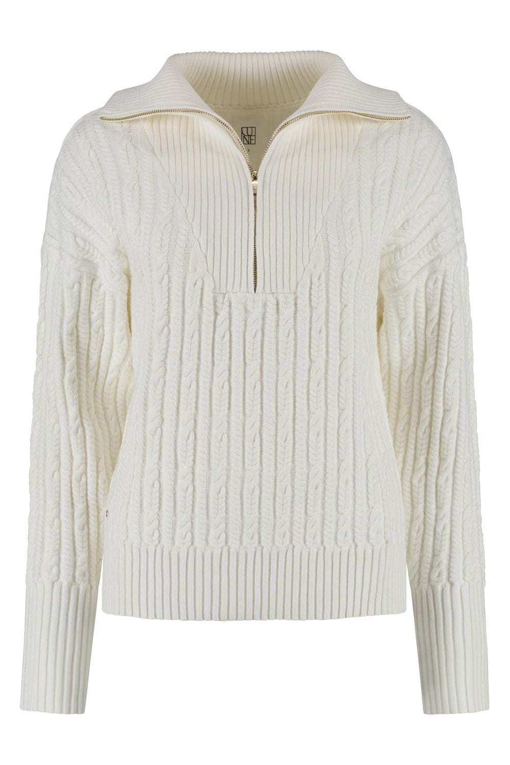 Olly Cable Knit Half Zip Sweater - Marshmellow