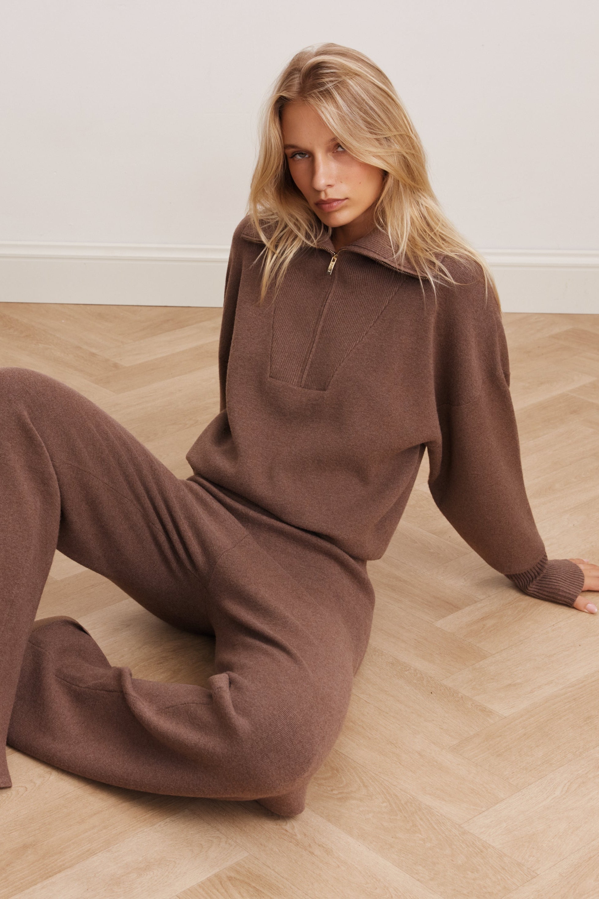 Olly Half-Zip Sweater - Brown