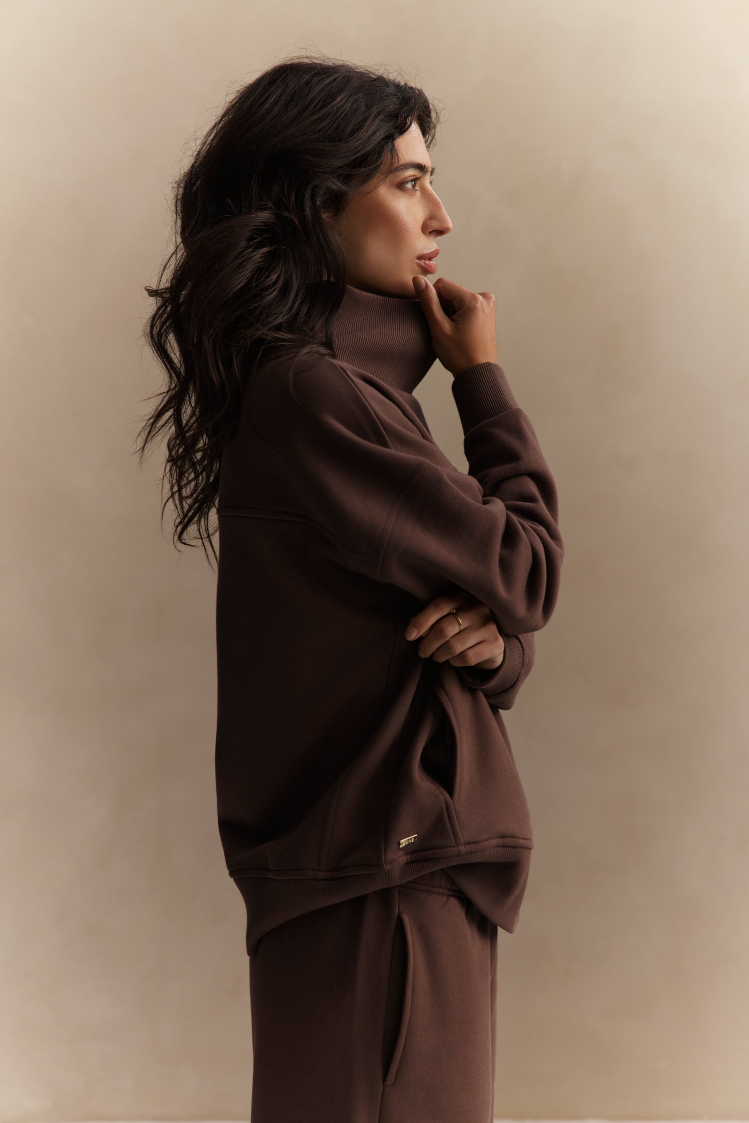 Zane Mock Neck Sweater - Chocolate