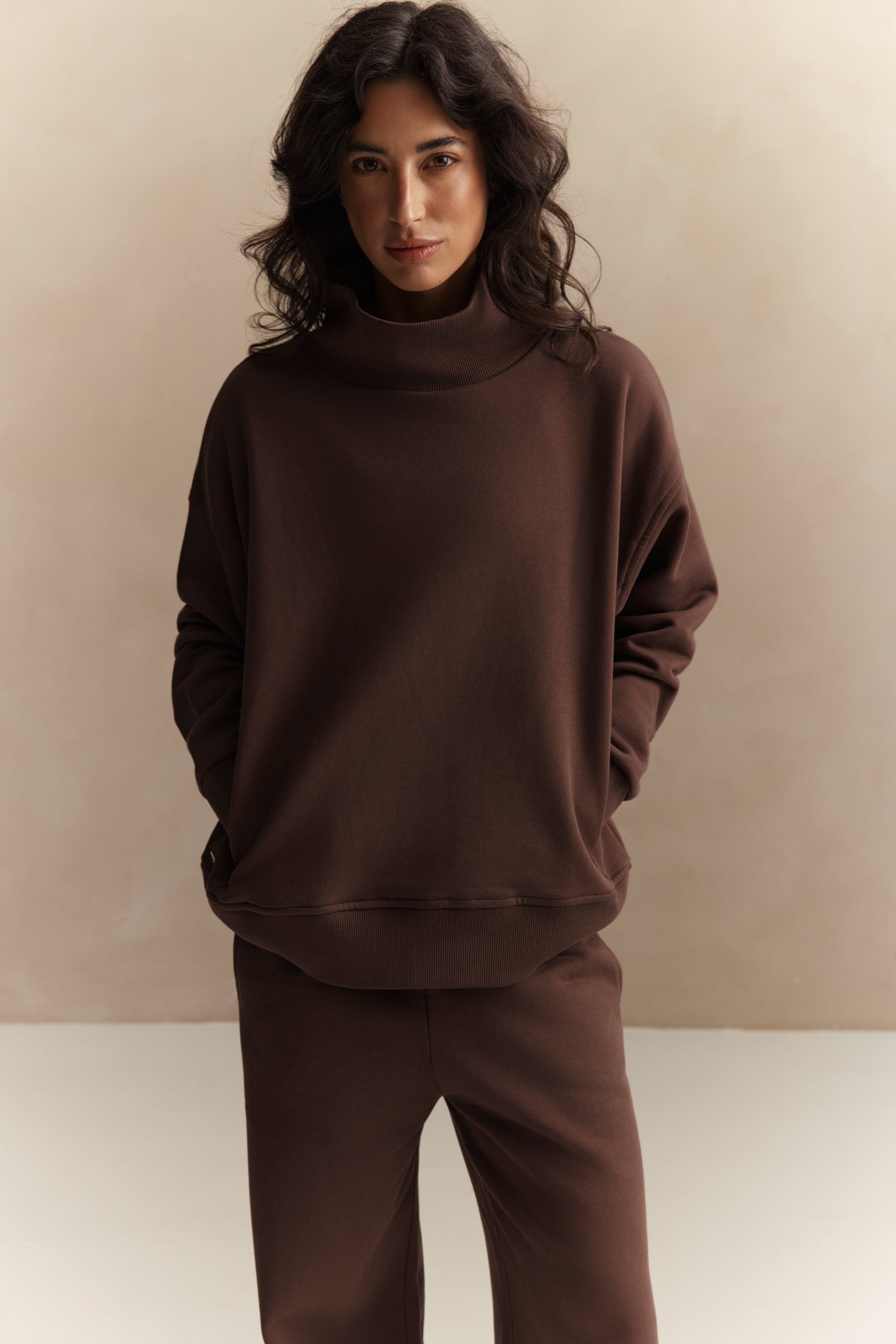 Zane Mock Neck Sweater - Chocolate