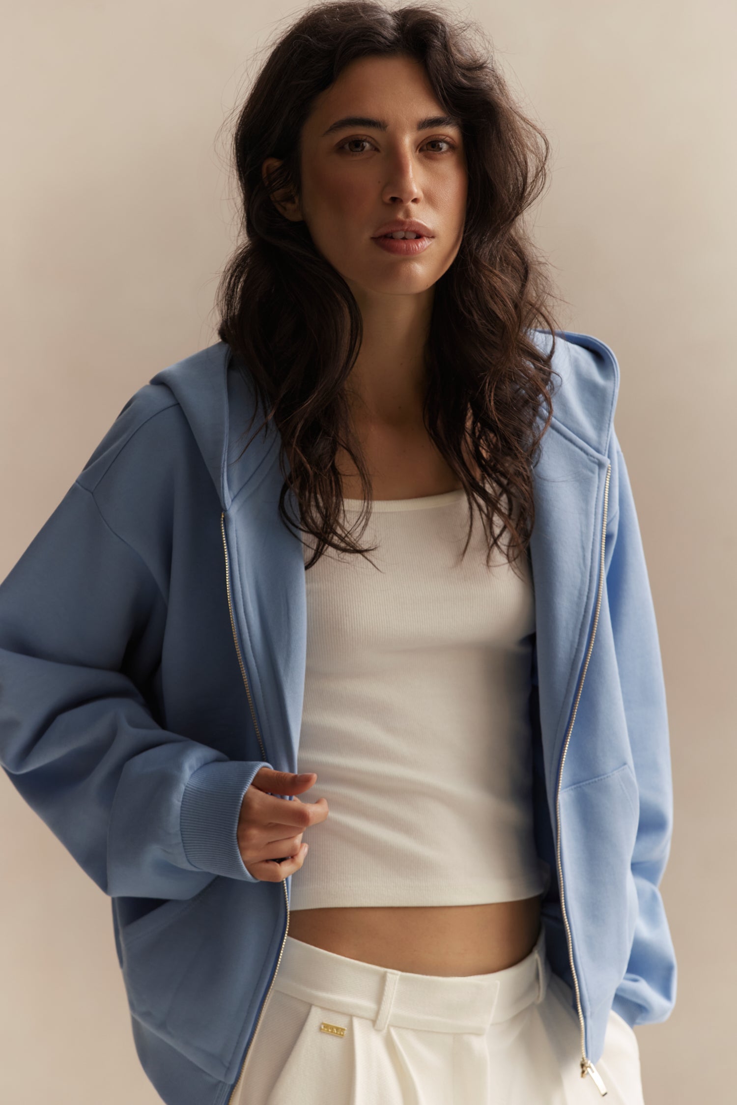 Zoya Zip Up Hoodie Sweatshirt - Brilliant Blue