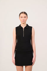 FOREST sleeveless polo - Black