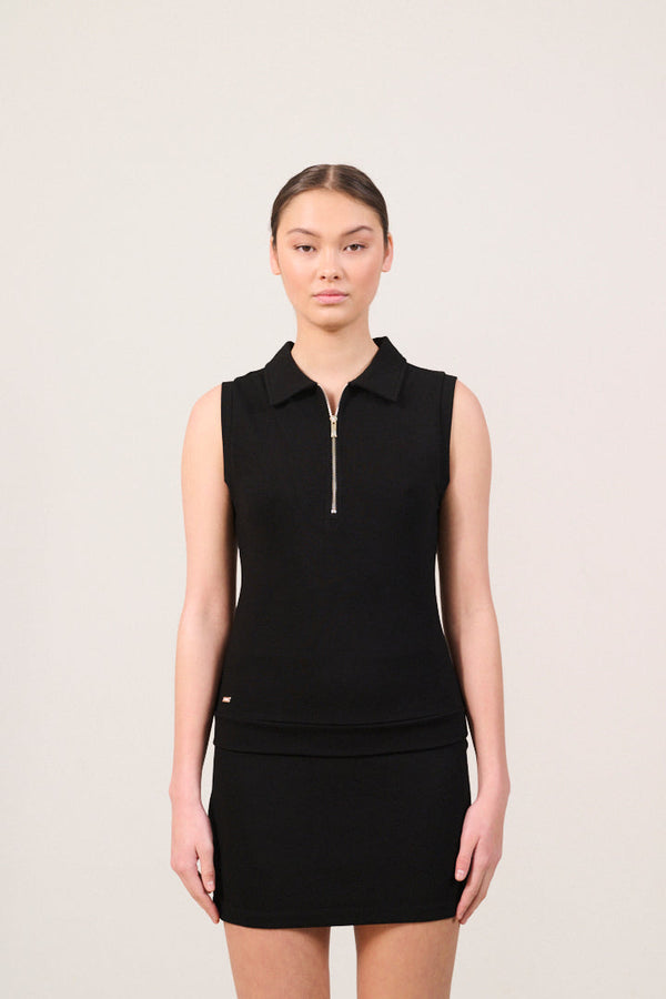 FOREST sleeveless polo - Black