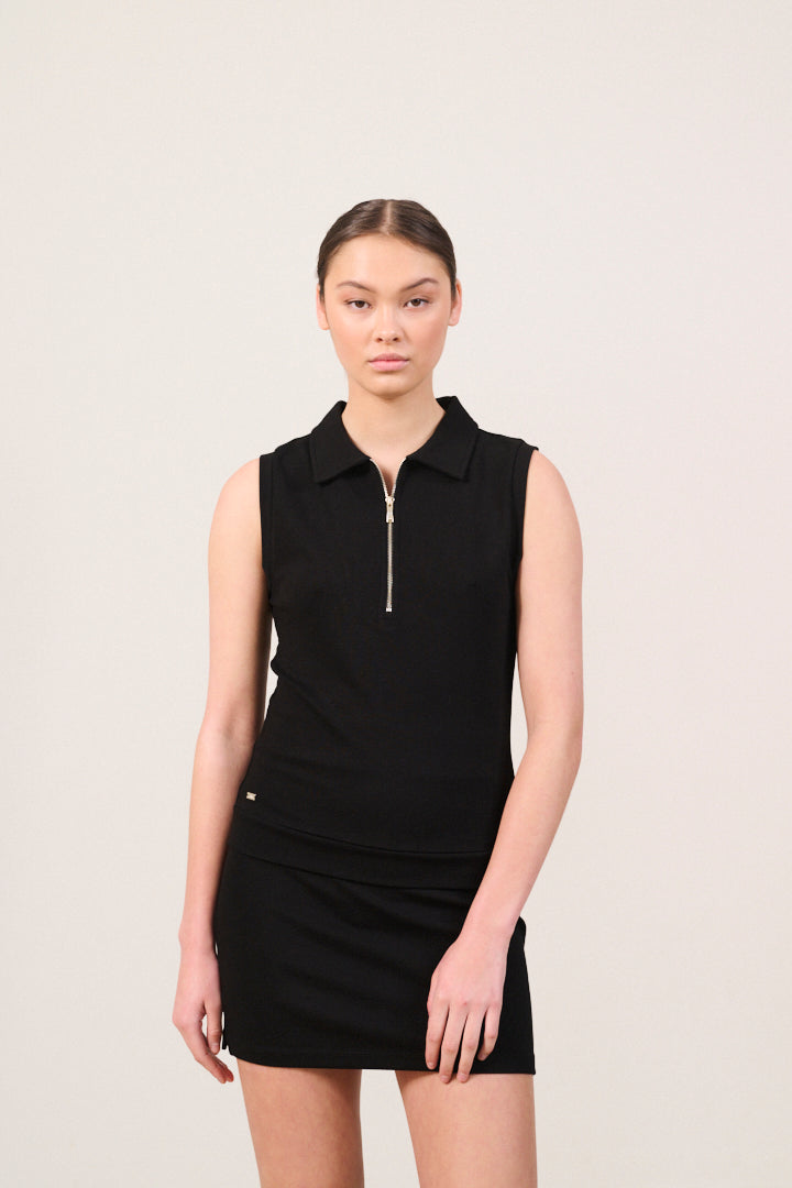 FOREST sleeveless polo - Black