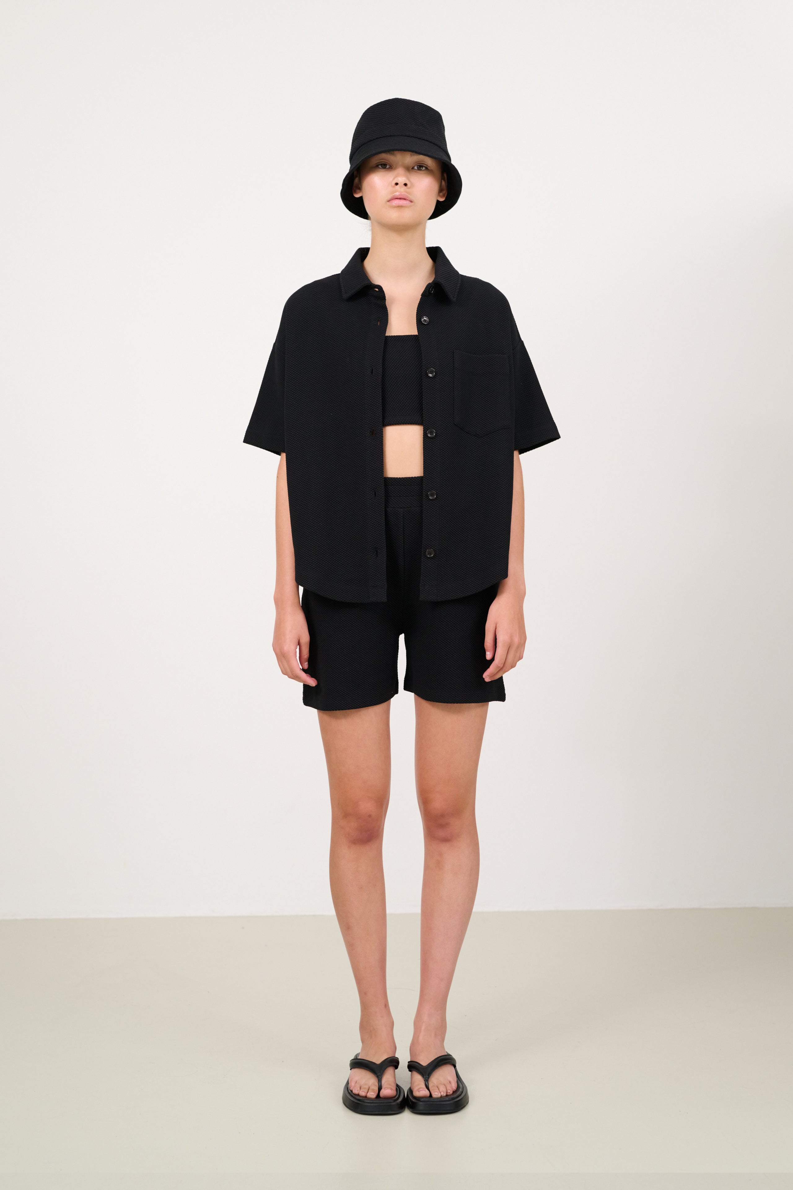Moon structured boxy blouse - Black