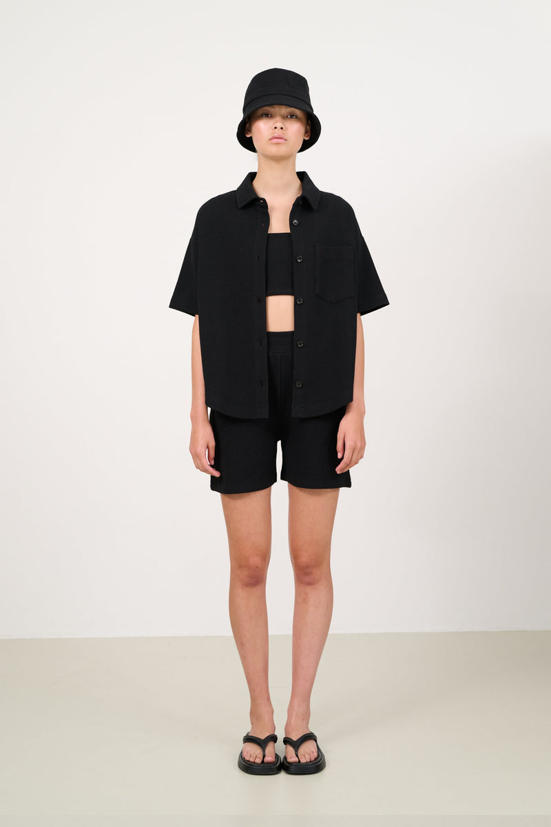 Moon structured boxy blouse - Black