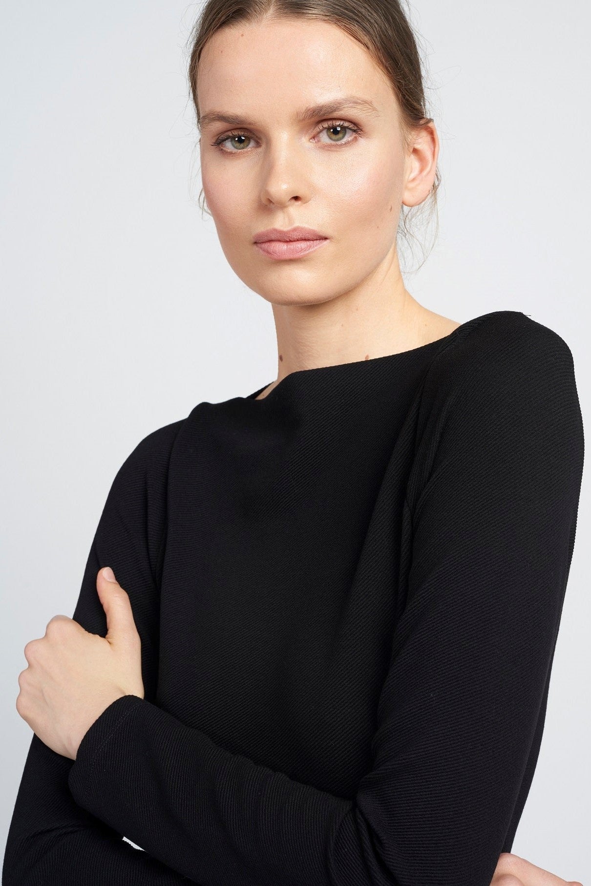 Forest soft structured boat-neck top - Black
