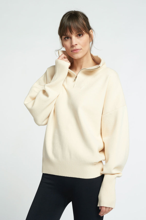Olly halfzip knit sweater - Off white