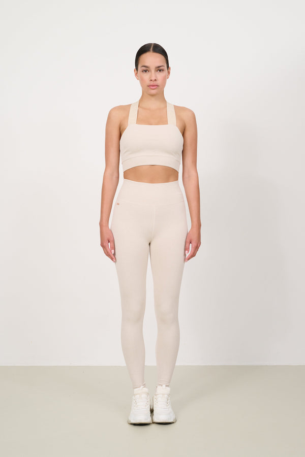 LUNA SCULPT seamless high-waisted rib legging - Brown Rice Melange