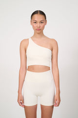 LUNA SCULPT one-shoulder rib bra - Marshmellow