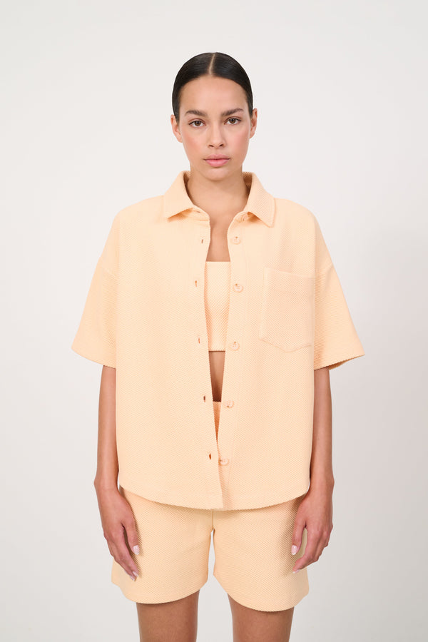 Moon structured boxy blouse - Almond Cream