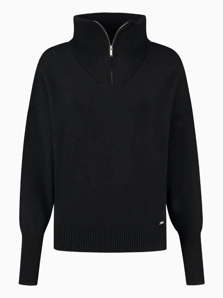 OLLY half-zip knit sweater - Black