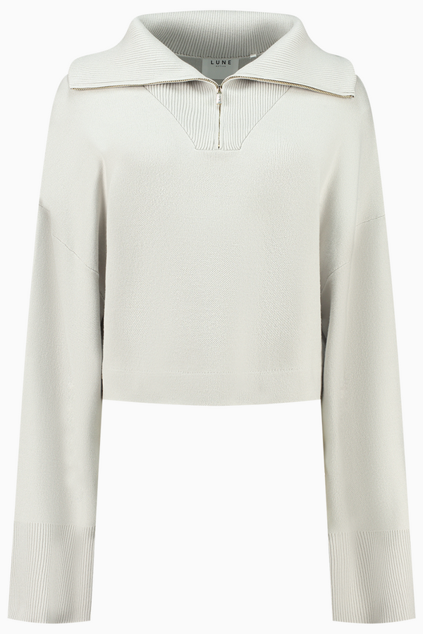 OLLY half zip knit cropped sweater - Vapor Blue