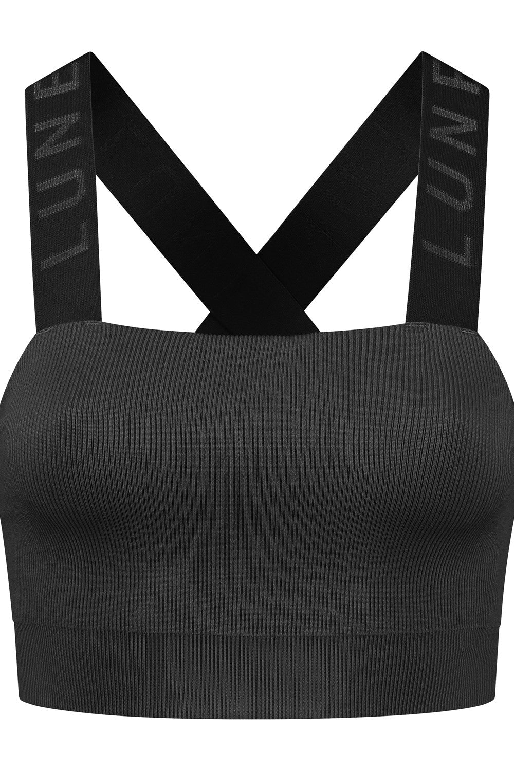 Bandeau fitted ribbed bra - Black